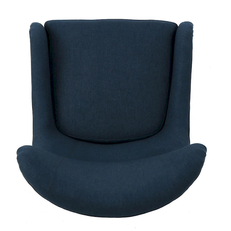 Fauteuil d'appoint à dossier haut avec revêtement tissé, assise en mousse et ressorts ensachés, pieds en bois de bouleau, bleu marine