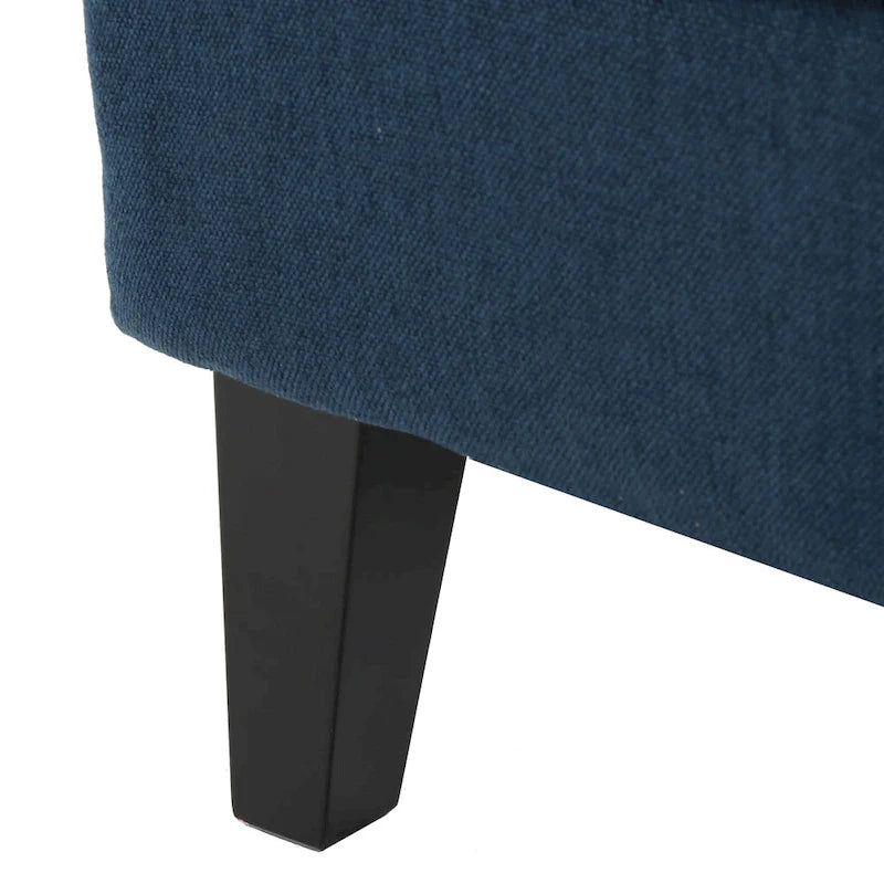 Fauteuil d'appoint à dossier haut avec revêtement tissé, assise en mousse et ressorts ensachés, pieds en bois de bouleau, bleu marine