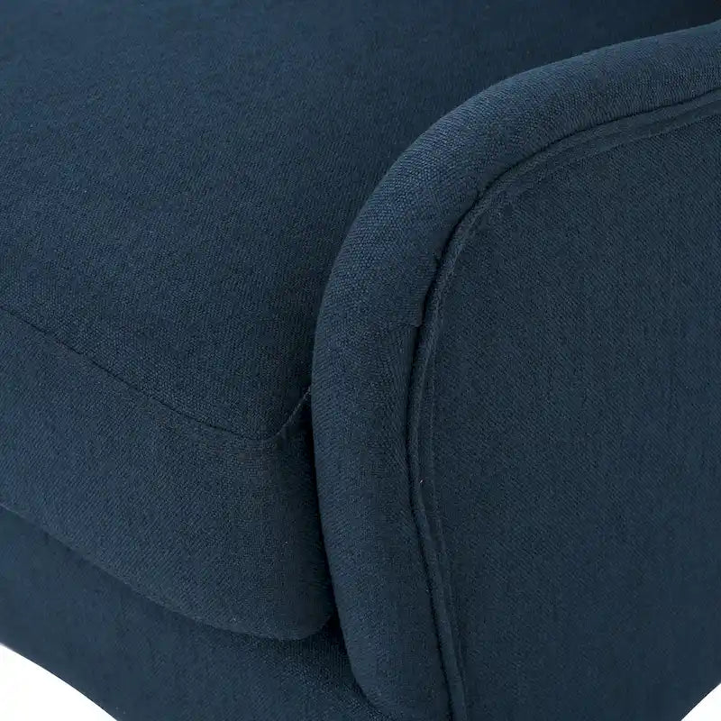 Fauteuil d'appoint à dossier haut avec revêtement tissé, assise en mousse et ressorts ensachés, pieds en bois de bouleau, bleu marine