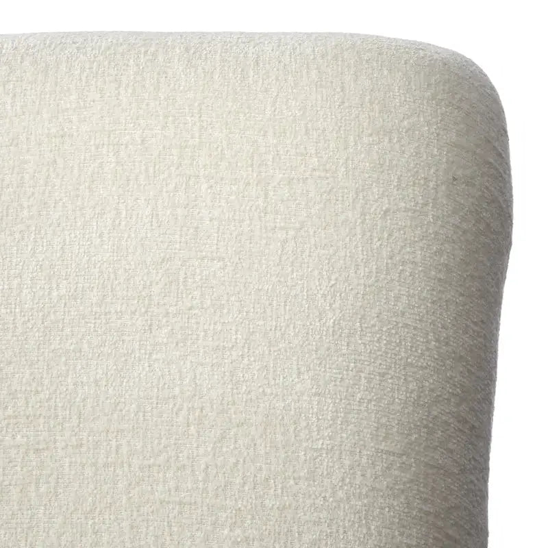 Chaise de salle à manger capitonnée à dossier haut avec tissu aspect lin et pieds en hévéa Crème