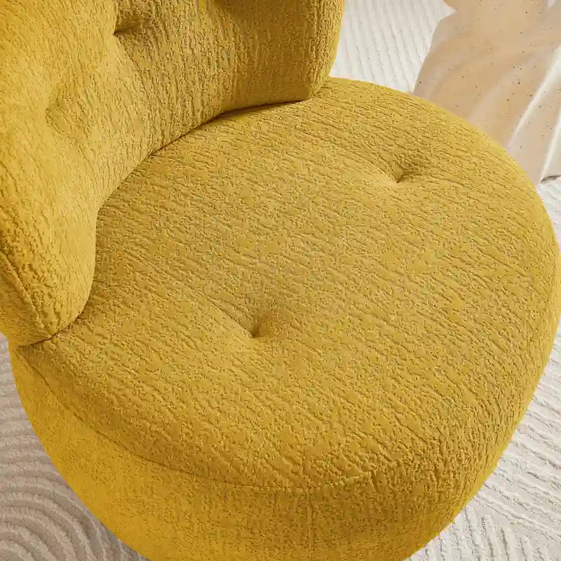 Fauteuil d'appoint pivotant rond en velours jacquard avec dossier capitonné vert