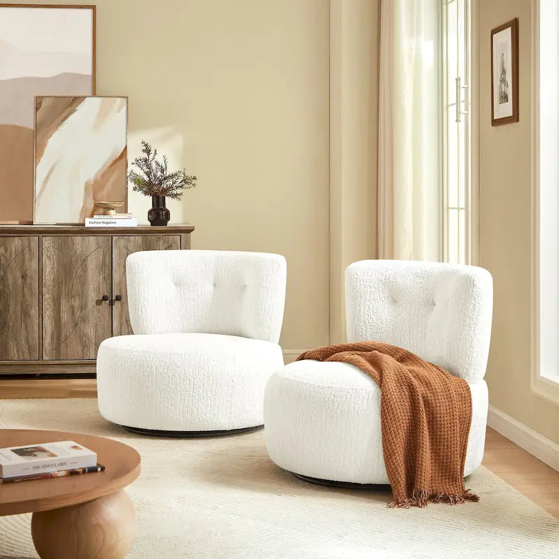 Fauteuil d'appoint pivotant rond en velours jacquard avec dossier capitonné vert