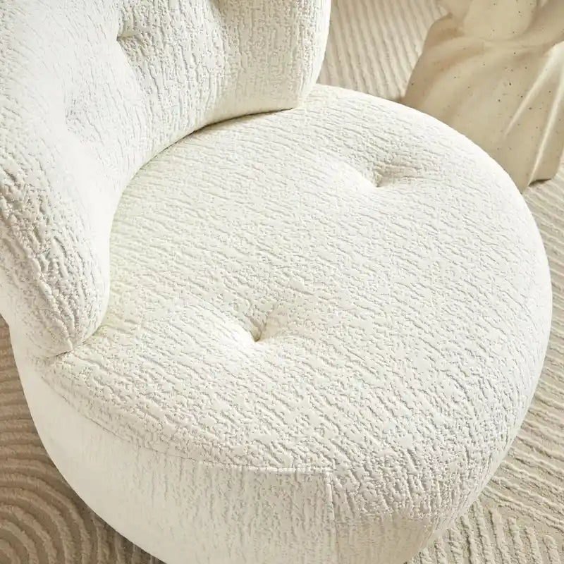 Fauteuil d'appoint pivotant rond en velours jacquard avec dossier capitonné vert