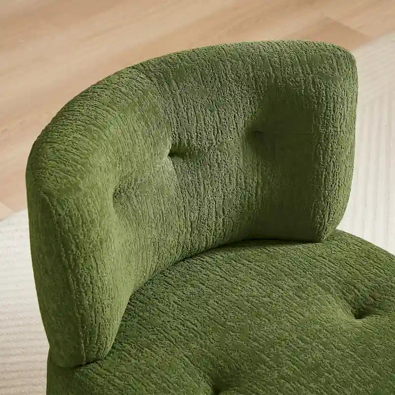 Fauteuil d'appoint pivotant rond en velours jacquard avec dossier capitonné vert