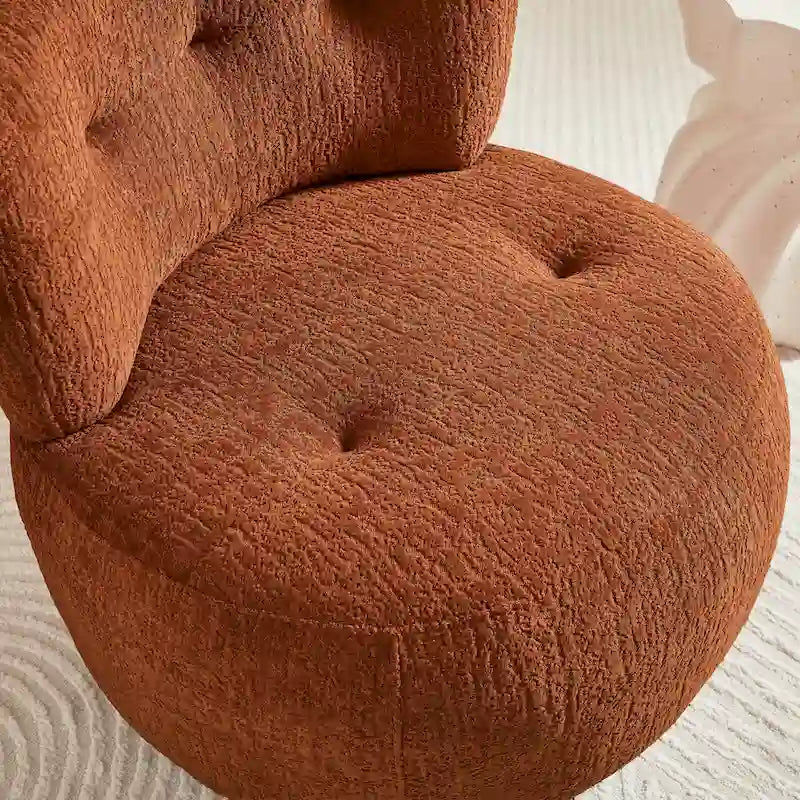 Fauteuil d'appoint pivotant rond en velours jacquard avec dossier capitonné vert
