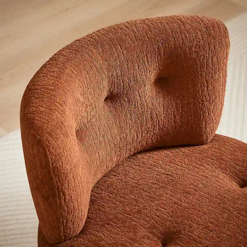 Fauteuil d'appoint pivotant rond en velours jacquard avec dossier capitonné vert