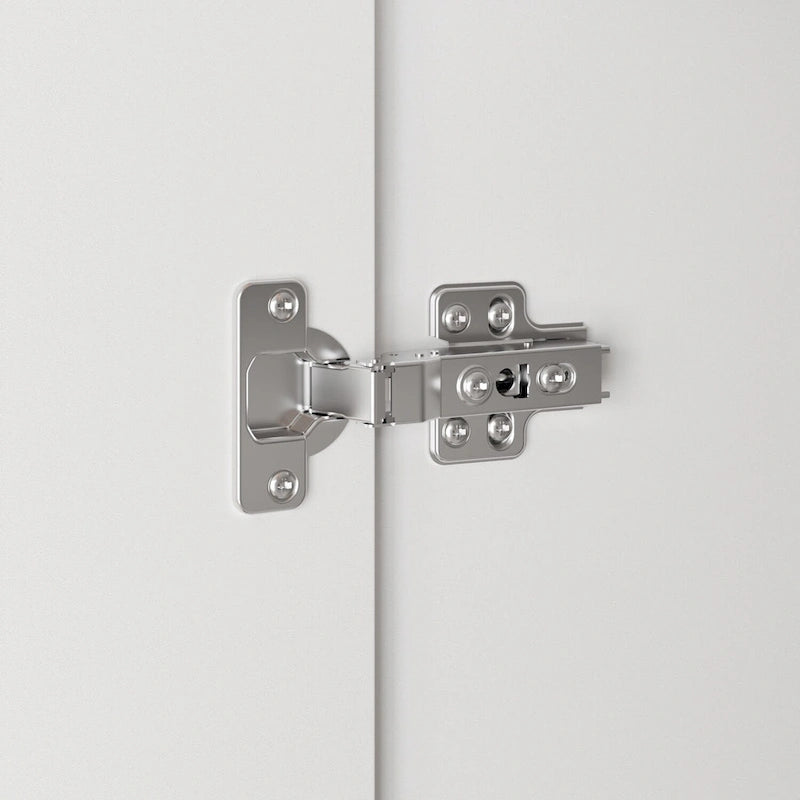 Grande Armoire-Penderie 4 Portes Autonome avec Tiroirs et Poignées en Bois Blanc