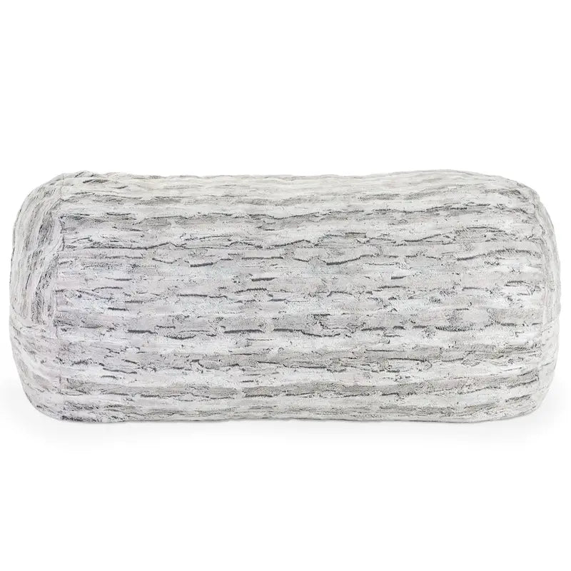 Pouf de salon géant en fausse fourrure de renard avec remplissage en mousse argenté