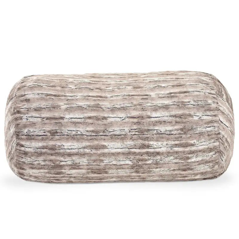 Pouf de salon géant en fausse fourrure de renard avec remplissage en mousse argenté