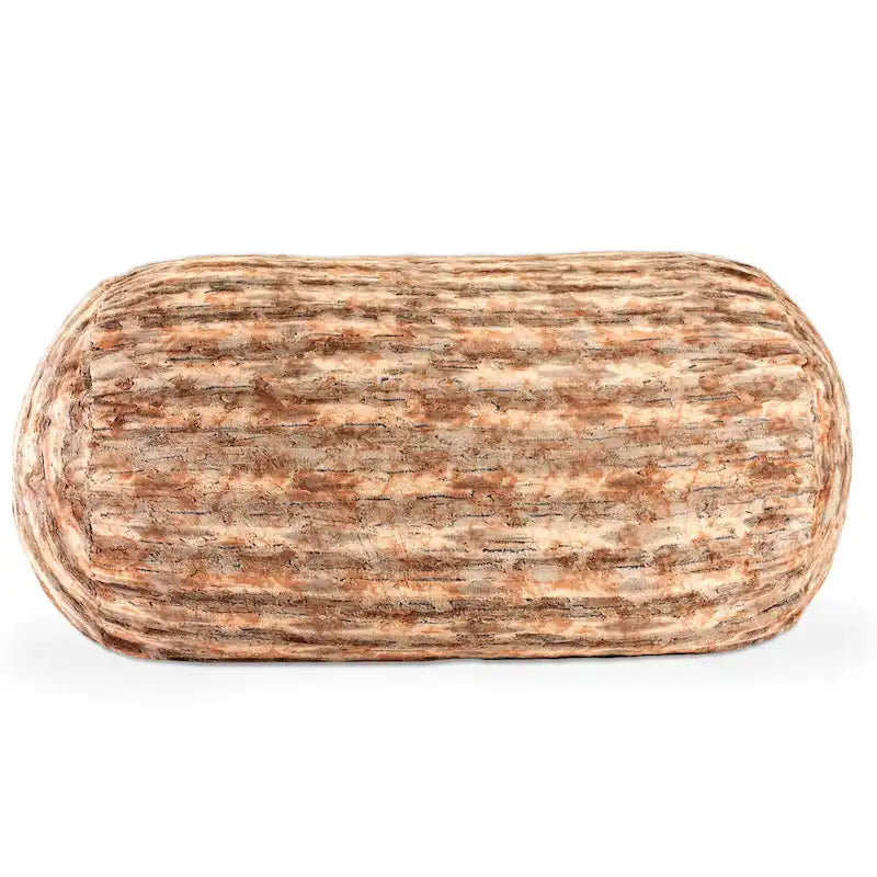 Pouf de salon géant en fausse fourrure de renard avec remplissage en mousse argenté