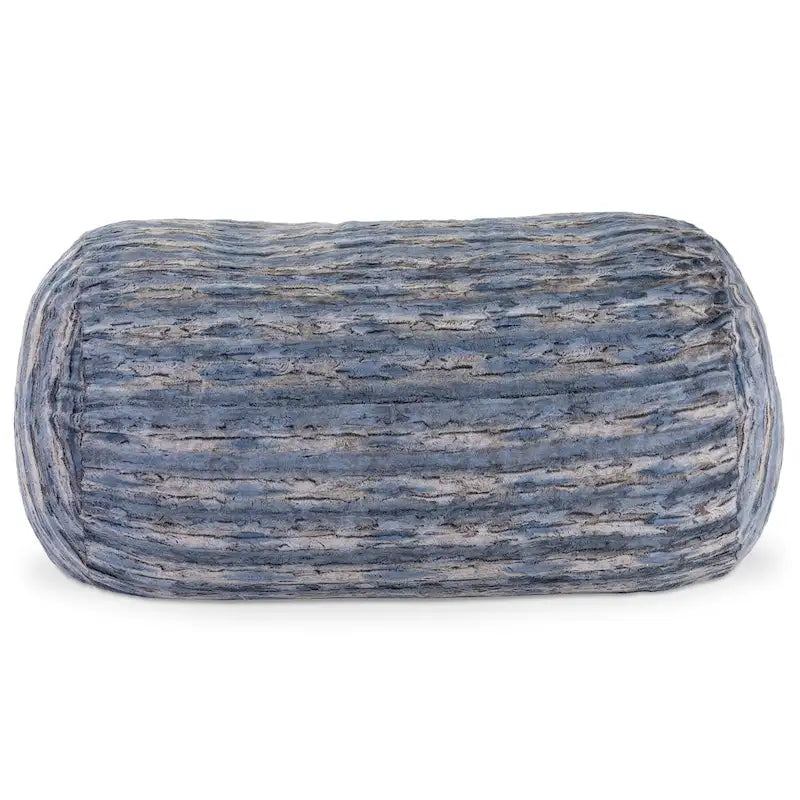 Pouf de salon géant en fausse fourrure de renard avec remplissage en mousse argenté