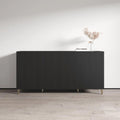 Buffet contemporain noir 4 portes mat avec pieds en métal