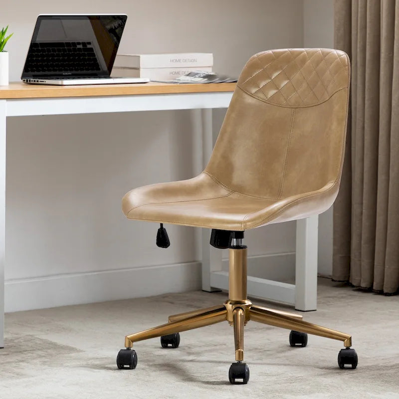 Chaise de bureau pivotante en similicuir courbé avec vérin pneumatique