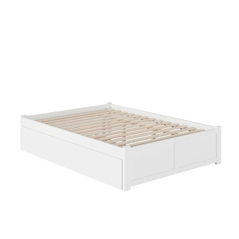 Lit plateforme King avec pied de lit à panneau, lit gigogne Twin XL et lattes en bois Noyer