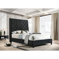 Marillin Black Velvet Upholstered Tufted Bed