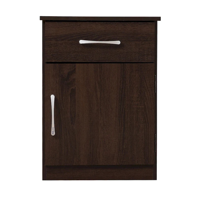 Table de chevet en bois Wenge avec 1 tiroir et un espace de rangement, finition stratifiée