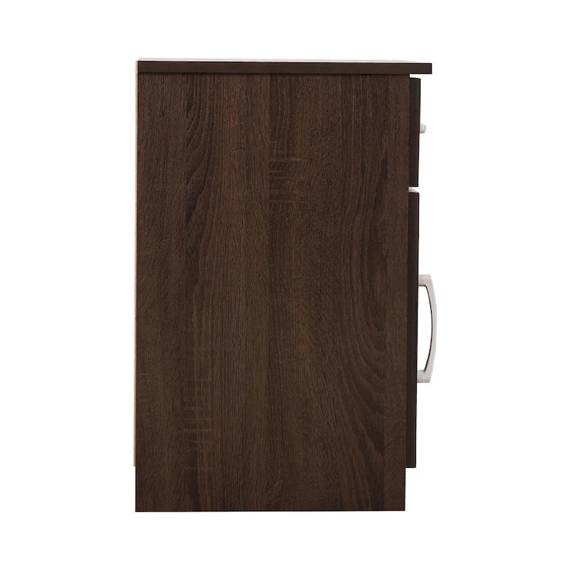 Table de chevet en bois Wenge avec 1 tiroir et un espace de rangement, finition stratifiée