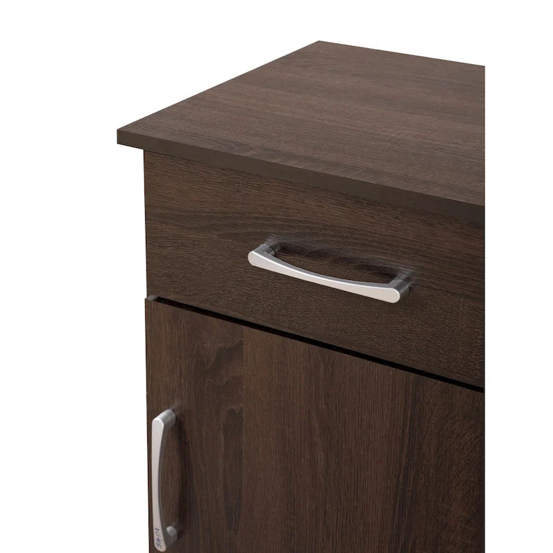 Table de chevet en bois Wenge avec 1 tiroir et un espace de rangement, finition stratifiée