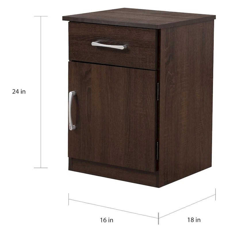 Table de chevet en bois Wenge avec 1 tiroir et un espace de rangement, finition stratifiée