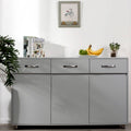 Buffet moderne avec 3 tiroirs et 3 portes Pieds en acier Blanc