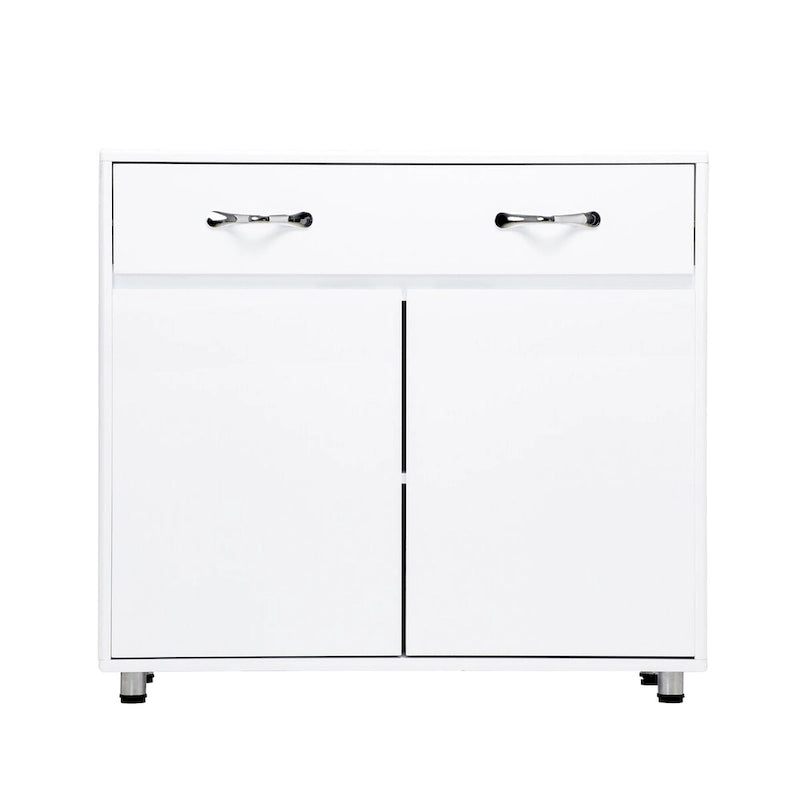 Buffet moderne avec 3 tiroirs et 3 portes Pieds en acier Blanc