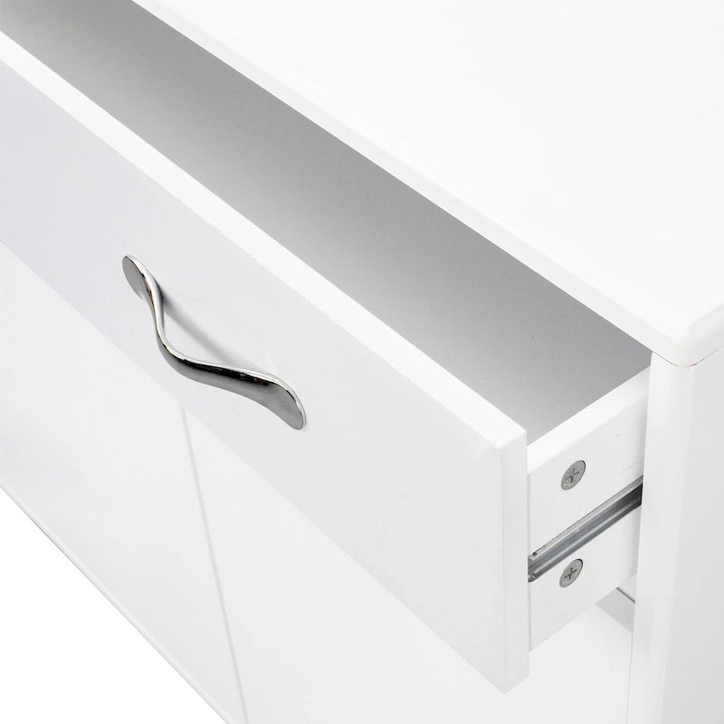 Buffet moderne avec 3 tiroirs et 3 portes Pieds en acier Blanc