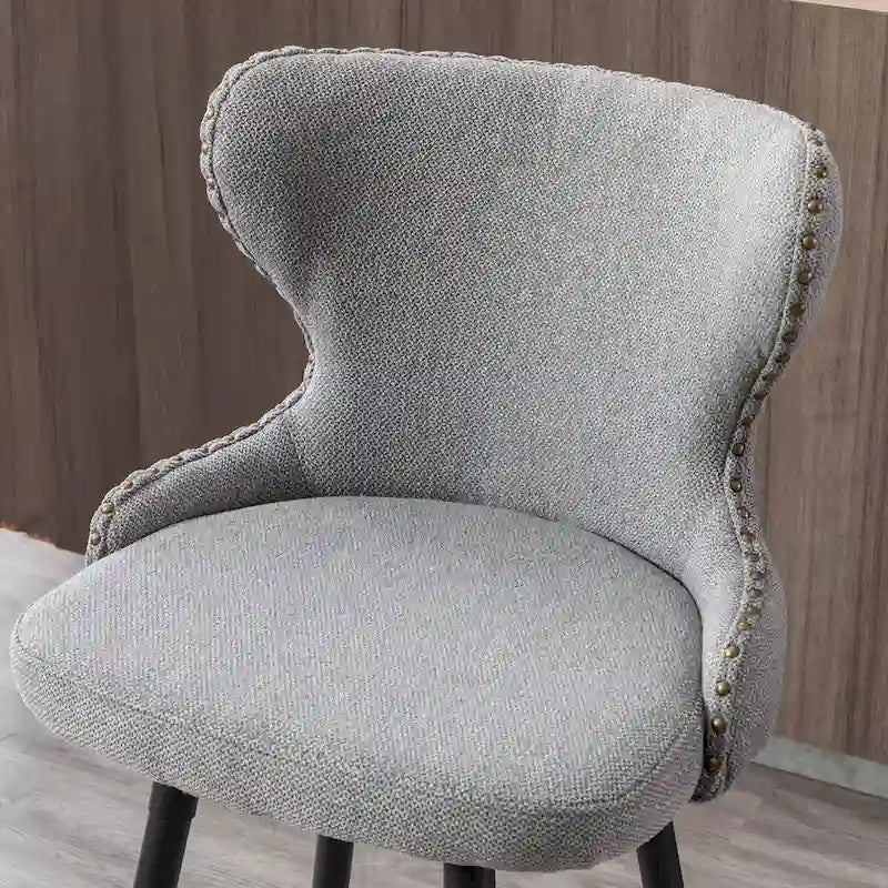 Tabouret de bar pivotant à hauteur de comptoir avec siège en similicuir à dossier capitonné et garniture de clous dorés Orange