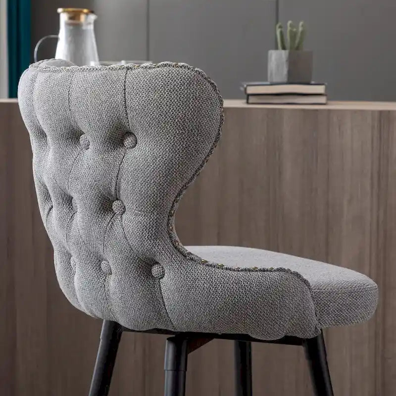 Tabouret de bar pivotant à hauteur de comptoir avec siège en similicuir à dossier capitonné et garniture de clous dorés Orange