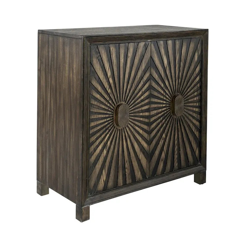 Meuble d'appoint 2 portes pour le vin Starburst, finition brun whisky vieilli