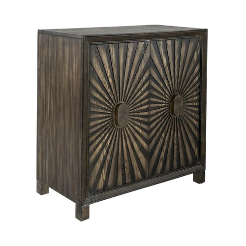 Meuble d'appoint 2 portes pour le vin Starburst, finition brun whisky vieilli