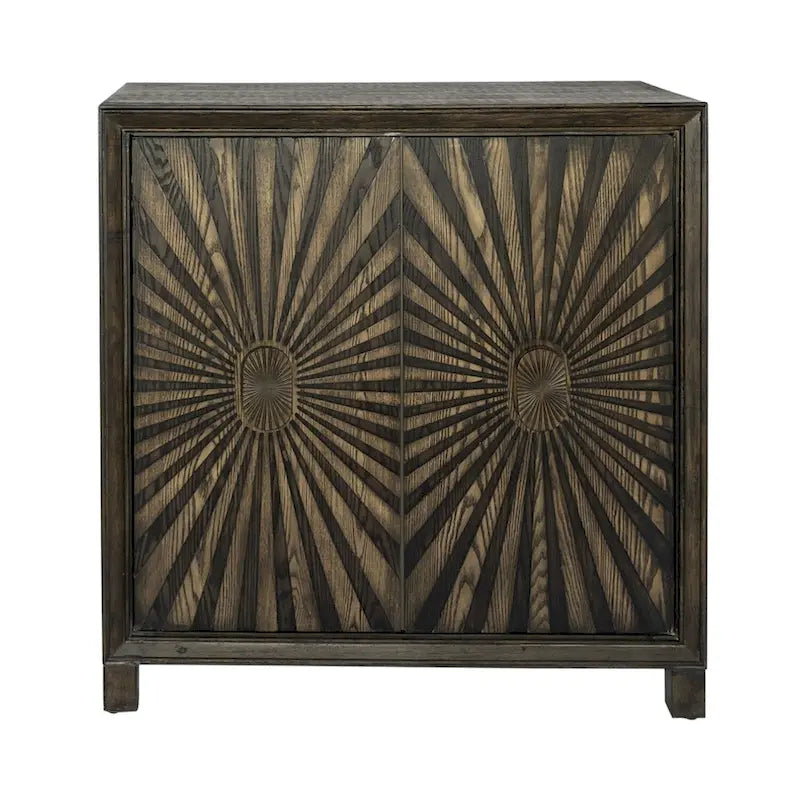 Meuble d'appoint 2 portes pour le vin Starburst, finition brun whisky vieilli