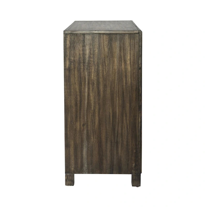 Meuble d'appoint 2 portes pour le vin Starburst, finition brun whisky vieilli