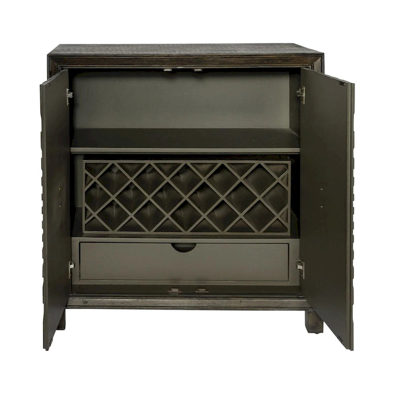 Meuble d'appoint 2 portes pour le vin Starburst, finition brun whisky vieilli