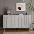Buffet laqué minimaliste 4 portes avec pieds dorés gris