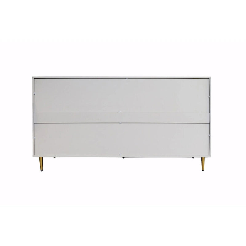 Buffet laqué minimaliste 4 portes avec pieds dorés gris