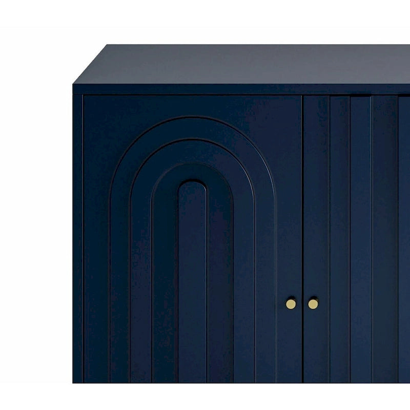 Buffet laqué minimaliste 4 portes avec pieds dorés gris