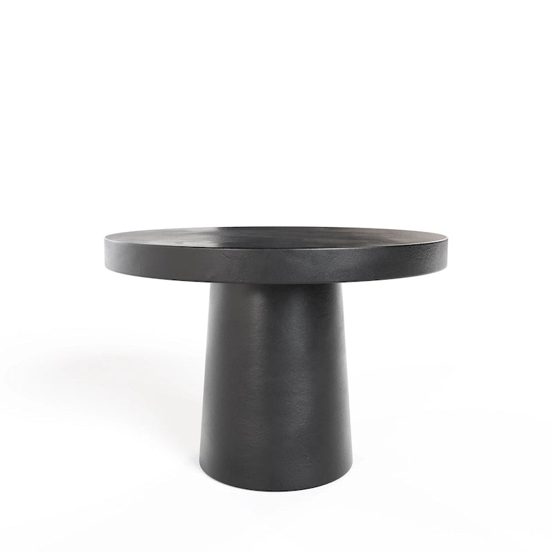 Table à manger moderne ronde en béton avec pied central, intérieur/extérieur, noire