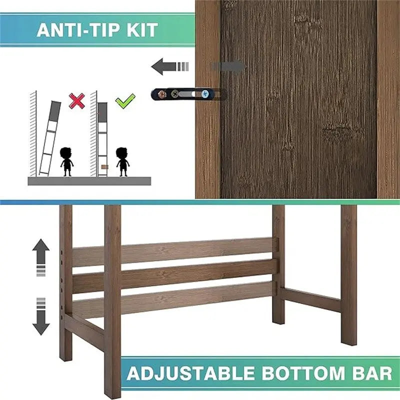 Meuble de rangement de salle de bain au-dessus des toilettes avec portes doubles à persiennes, étagère ouverte et cadre en bambou noir