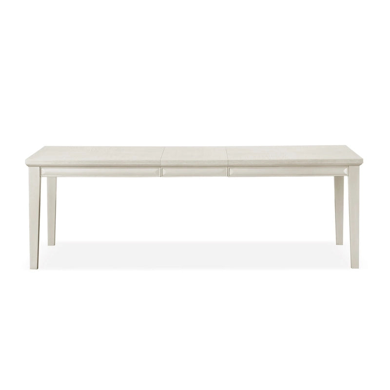 Table à manger rectangulaire extensible 90 po avec plateau en placage de chêne à tablier facetté et pieds coniques en bois massif Espresso