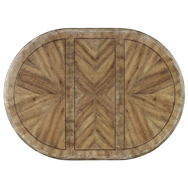 Table de salle à manger ronde de ferme de 54 po avec tablier festonné, piètement piédestal sculpté et rallonge
