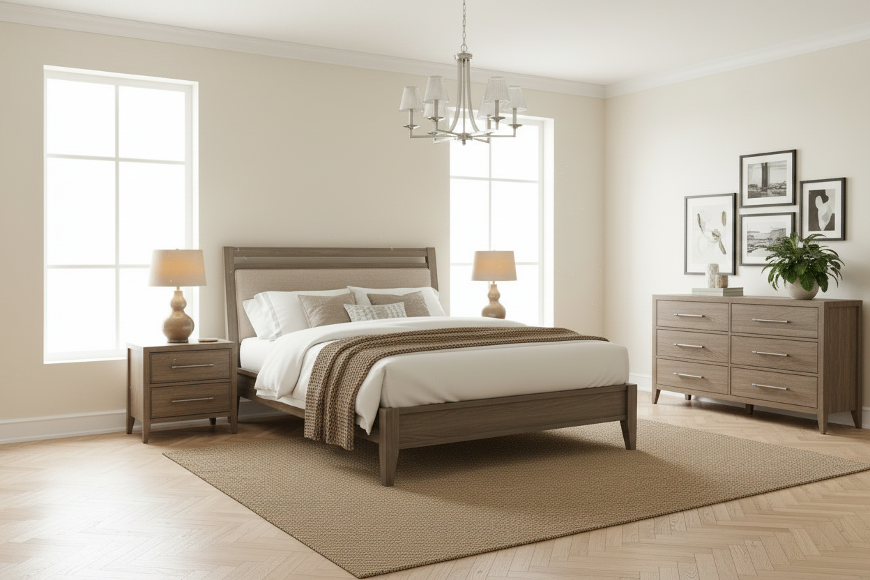 Transitional Platform Bed - Wide Angle View